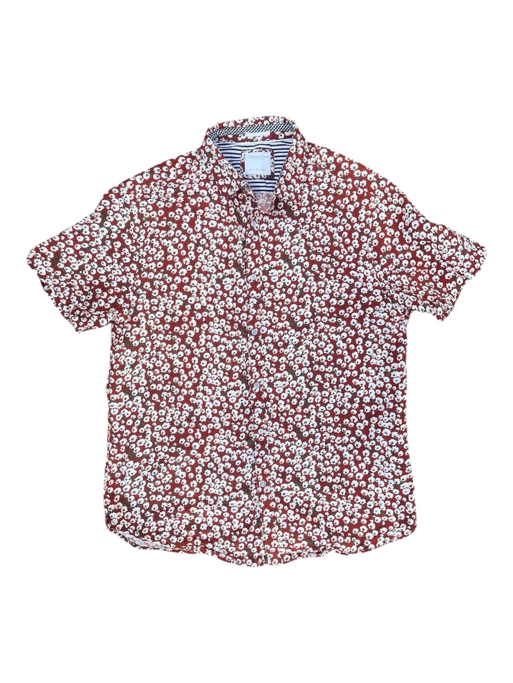 Denim & Flowers Ricky Singh Men's Large Short-Sleeve Floral Button-Up Shirt